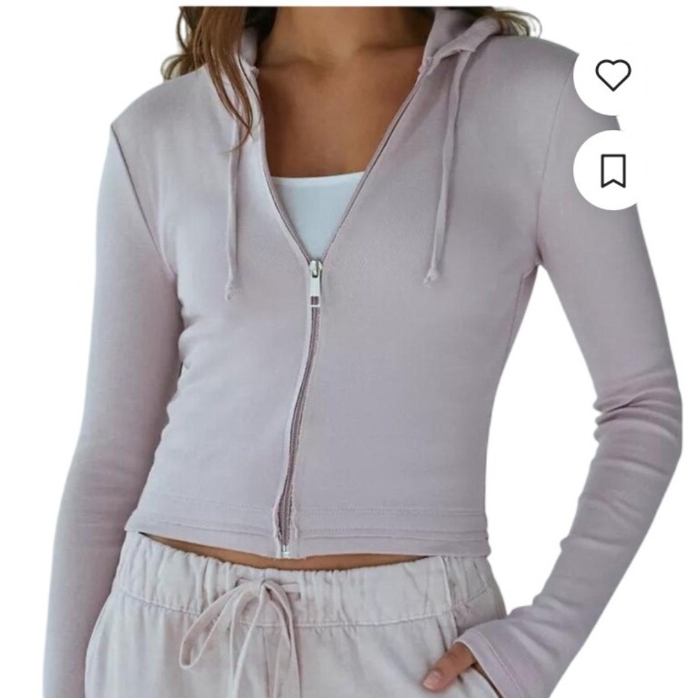Urban Outfitters Out From Under Lilac Zip Up Hoodie Cropped SP New With Tags